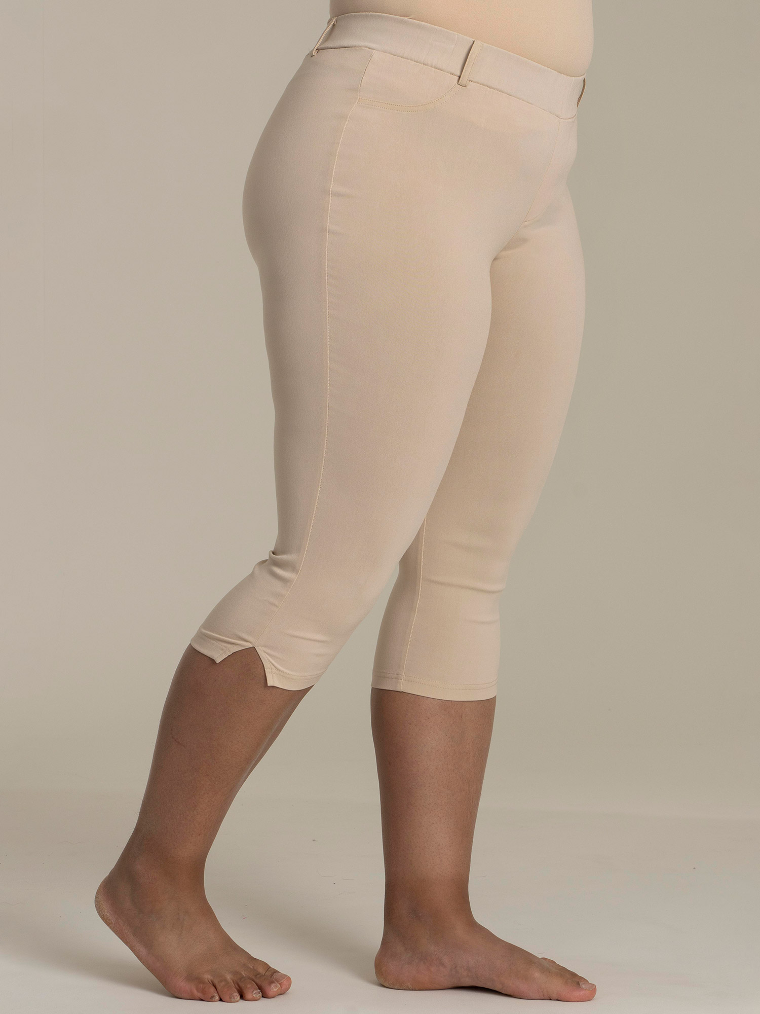 Beige capri leggings med stretch fra Sandgaard