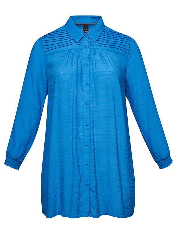 AVRILE - Blå skjorttunika med fina detaljer fra Adia