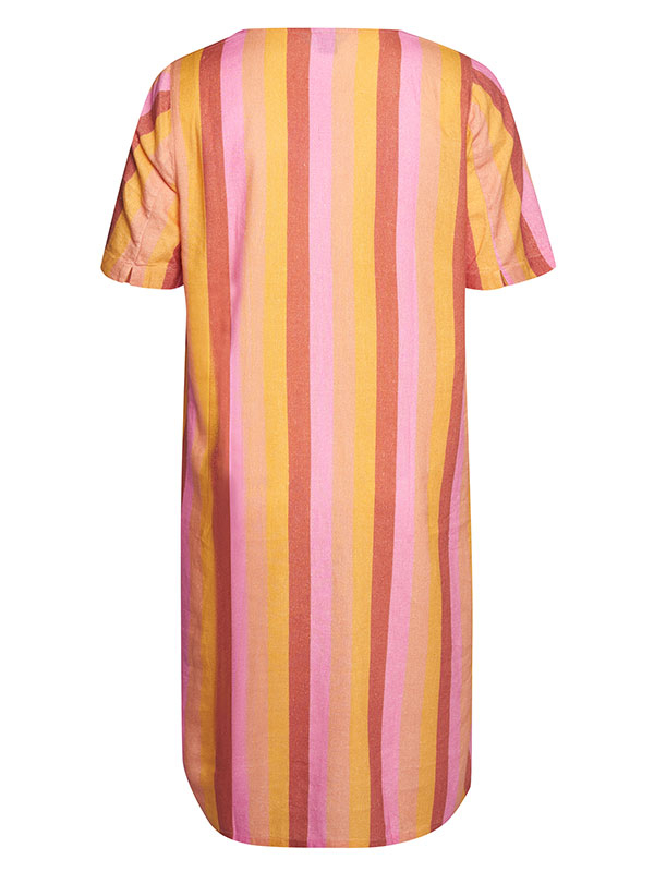 BRENDA - Orange och rosa randig klänning fra Adia