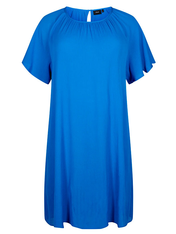 Blå klänning i crepe viskos fra Zizzi