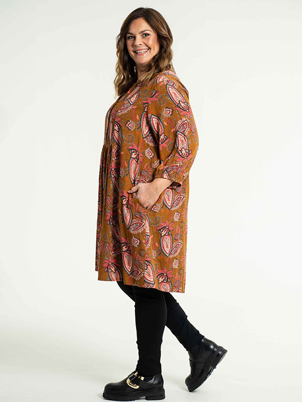 ELLY - Bronsfärgad tunika med paisleytryck fra Gozzip