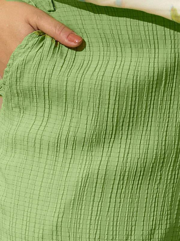 SCARLET - Gröna culottebyxor med randig struktur fra Zhenzi