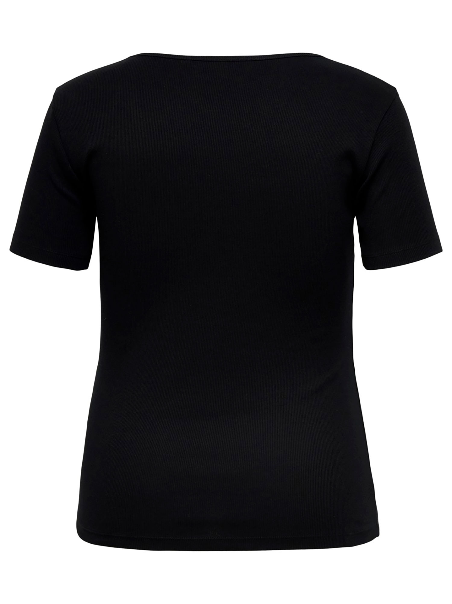 Basis T-shirt i sort bumulds jersey med smal-rillet rib struktur fra Only Carmakoma