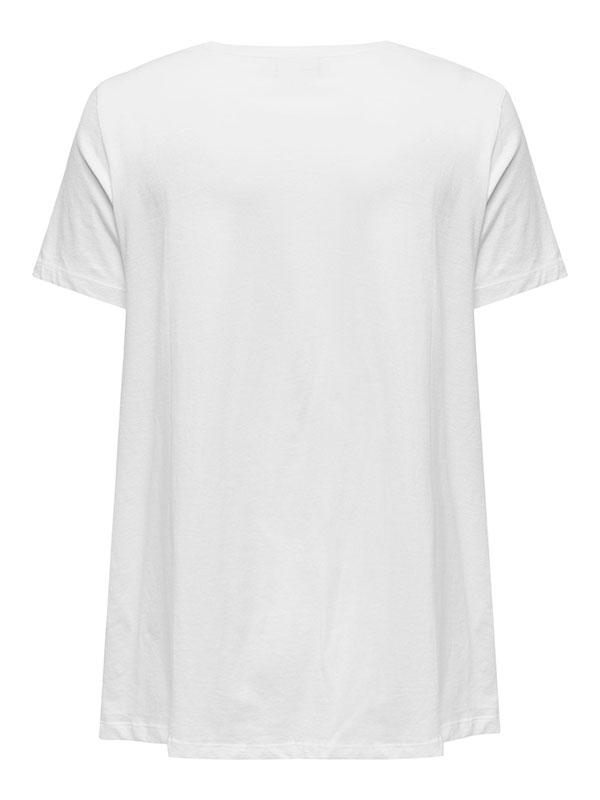 BONNIE - Vit t-shirt i bomull med v-ringning fra Only Carmakoma