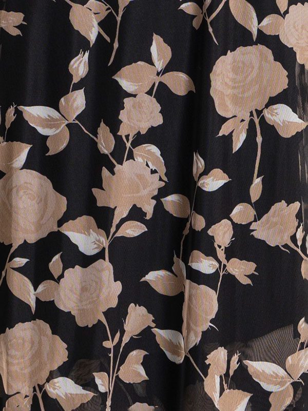 AINO - Svart meshskjorta med bruna blommor fra Studio