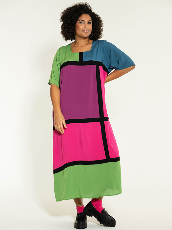 LANA - Lång mångfärgad klänning i viskos fra Studio