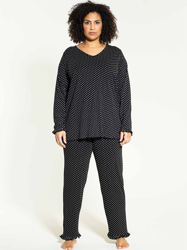 TULLE - Svarta pyjamasbyxor med vita prickar fra Studio