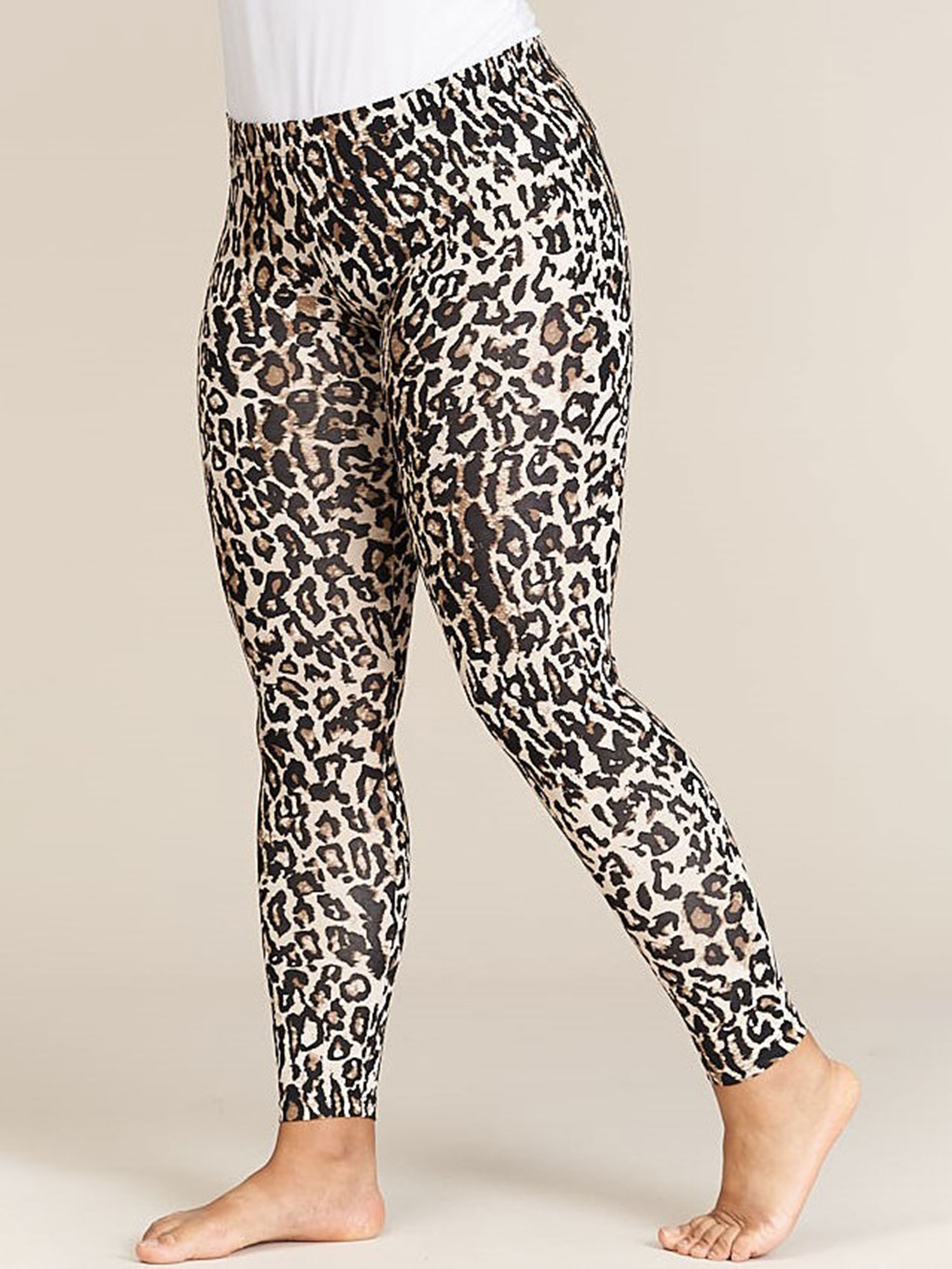 Leopardmönstrad leggings i bruna nyanser fra Sandgaard