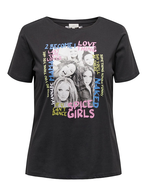 SPICE - Svart t-shirt med Spice Girls fra Only Carmakoma