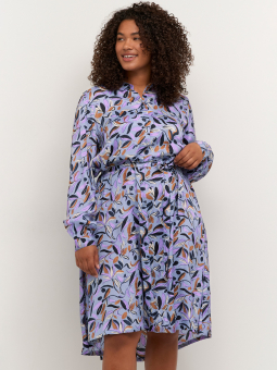VELLA - Blågrå viskosklänning med mönster