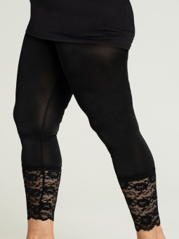Svarta caprileggings med spets