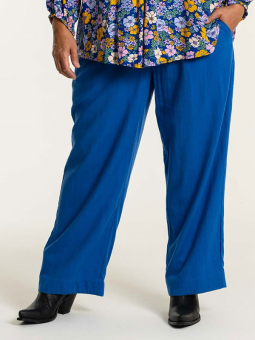 ELLEN - Svarta leggings i viskos med vita ränder