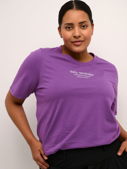 Kaffe Curve LIMA - Lila T-shirt i bomull med statement