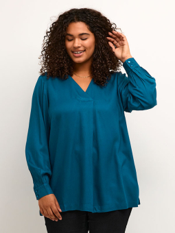 Kaffe Curve KELLA - Turkos blus med V-ringning