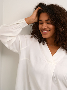Kaffe Curve KELLA - Vit blus med V-ringning