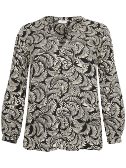 Kaffe Curve MIRTA - Sort viskose bluse med hvidt print