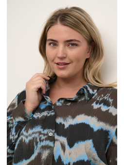 Kaffe Curve SUSSE - Brun tunika med blåt print