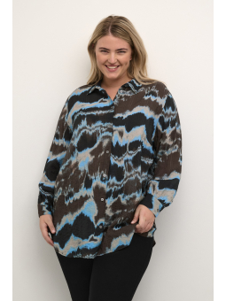 Kaffe Curve SUSSE - Brun tunika med blåt print