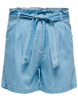 Only Carmakoma Carlea - Ljusblå shorts med volang och knytband