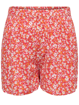 Only Carmakoma Cartitta - Röda viskosshorts med vita och orange blommor