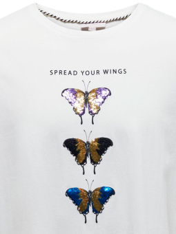 Only Carmakoma KITI - Vit T-shirt i bomull med glitter fjärilar