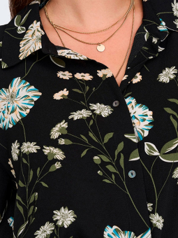 Only Carmakoma LUXMIE - Svart skjortklänning med ljusa blommor