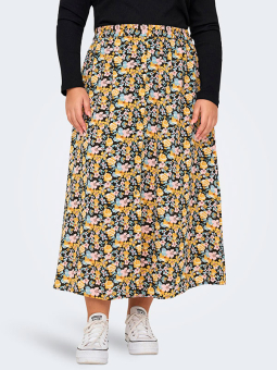 Only Carmakoma LUXMIE - Svart kjol med blommönster