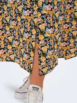 Only Carmakoma LUXMIE - Svart kjol med blommönster