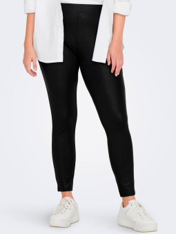 Only Carmakoma Car SANIRA -svarta leggings i läderlook och djurtryck