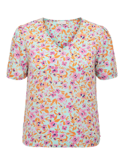 Only Carmakoma RONYA - Ljus turkos blus med blomtryck