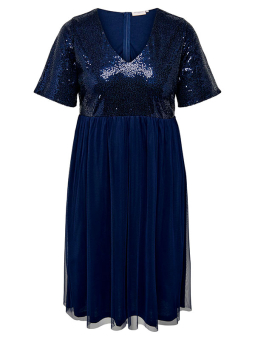 Only Carmakoma LUNAS - Blå klänning med paljetttopp och kjol i två lager