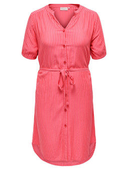 Only Carmakoma PENNA - Röd och rosa randig skjortklänning