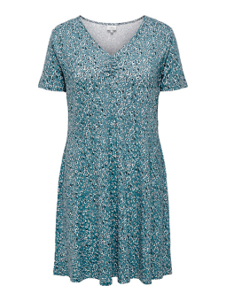 Only Carmakoma FLAWSONE - Blå jersey kjole med fine små blomster