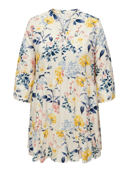 Only Carmakoma NOVA - Lys tunika kjole med blå og gule blomster