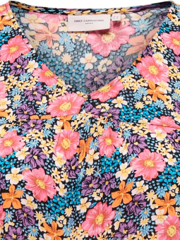 Only Carmakoma KATJA - Marinblå viskosklänning med blommönster