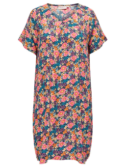 Only Carmakoma KATJA - Marinblå viskosklänning med blommönster