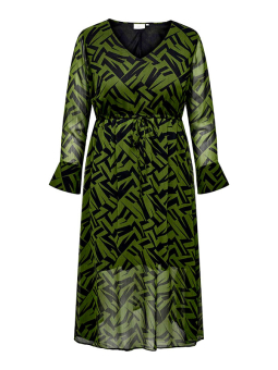 Only Carmakoma DELPHINE - Svart och grön chiffongklänning