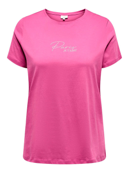 Only Carmakoma PARISSO - Rosa t-shirt i ekologisk bomull