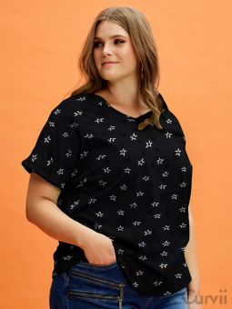 Zhenzi ALBERTA - Svart T-shirt i bomull