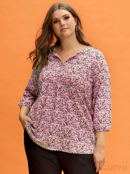 Zhenzi SYVLA - Jerseyblus med rosa blommönster