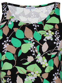 Zhenzi ESTELLE - Svart jersey klänning med grönt tryck