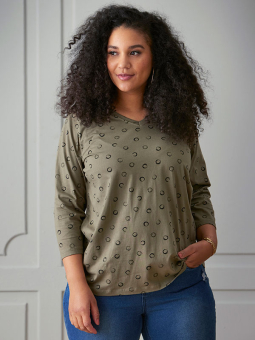 Zhenzi ALBERTA - Armégrön T-shirt med ryck