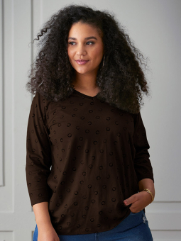 Zhenzi ALBERTA - T-shirt i brun bomull med tryck