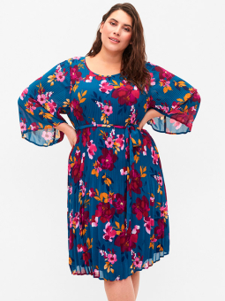 Zizzi Vacker blå klänning med blommönster