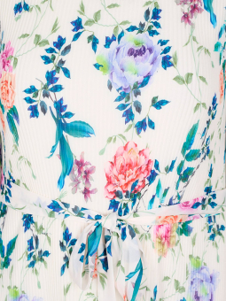 Zizzi Vit plisserad klänning med blommönster