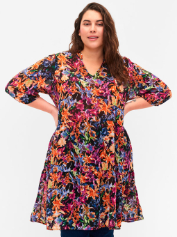 Zizzi Tunika i chiffong med blommönster