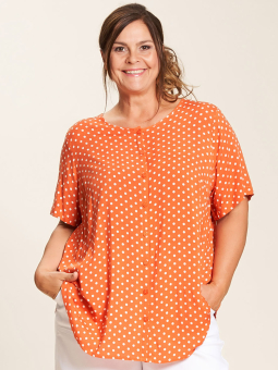 Gozzip Alice - orange viskosskjorta med vita prickar