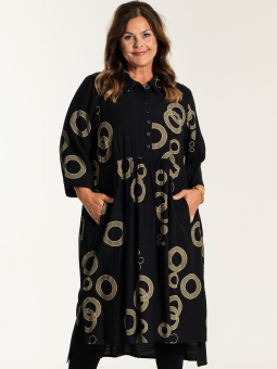 Gozzip SUSANNE - Svart klänning med beige mönster