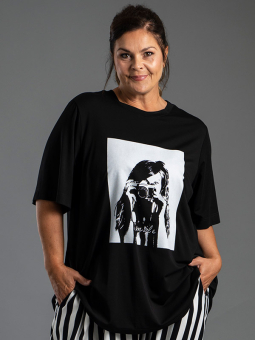 Gozzip Black LINDA - Svart t-shirt med vitt tryck