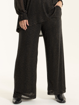 Studio Jakobine - svarta byxor med beiga prickar och glittertrådar